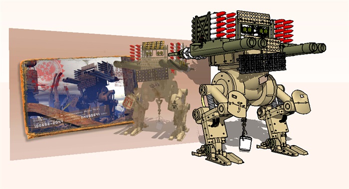 机甲战士雕塑素材设计su模型