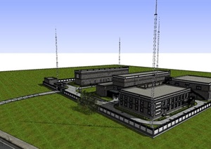 现代风格工业产业园建筑SU(草图大师)模型