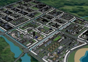 凤岗工业产业创业园建筑规划SU(草图大师)模型
