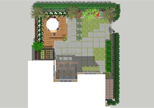 现代私家庭院花园设计SU(草图大师)模型