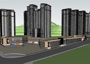 产业园商业住宅建筑整体规划SU(草图大师)模型