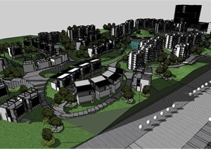 新能源基地工厂整体建筑规划SU(草图大师)模型