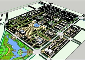 工业园区整体建筑规划SU(草图大师)模型