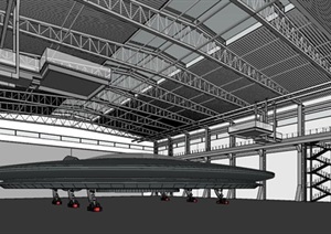 UFO工厂建筑设计SU(草图大师)模型