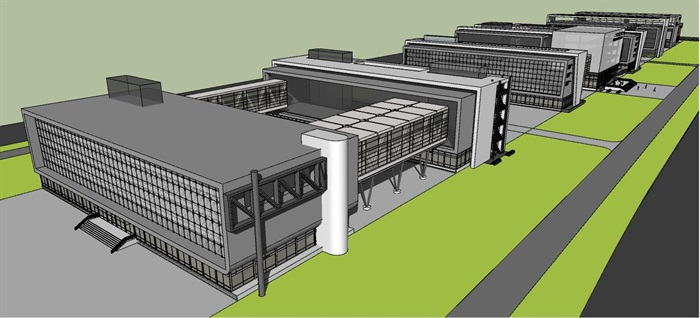 现代工业建筑基地SU模型(2)