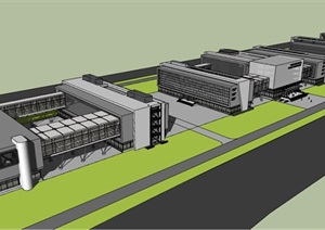 现代工业建筑基地SU(草图大师)模型