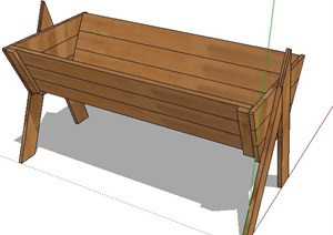 现代木制花箱种植箱SU(草图大师)模型