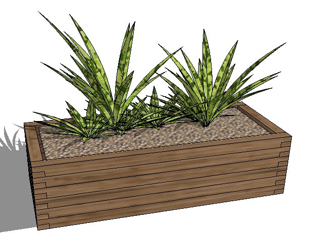简约木制花池种植箱su模型(1)
