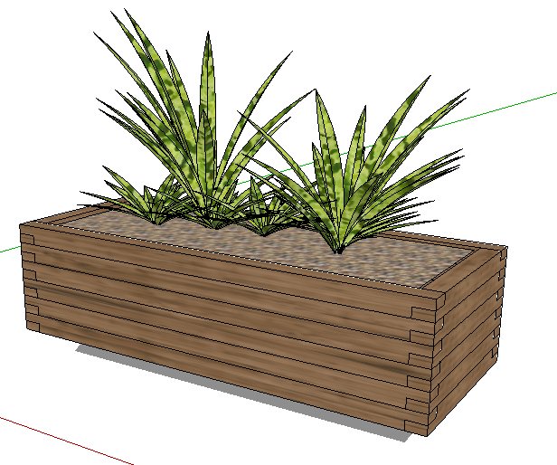 简约木制花池种植箱su模型(2)