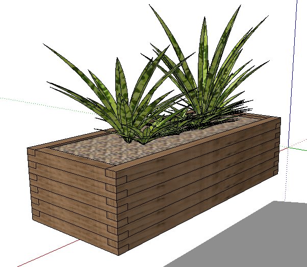 简约木制花池种植箱su模型(3)