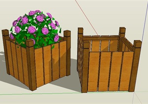 现代木制花箱种植箱设计SU(草图大师)模型