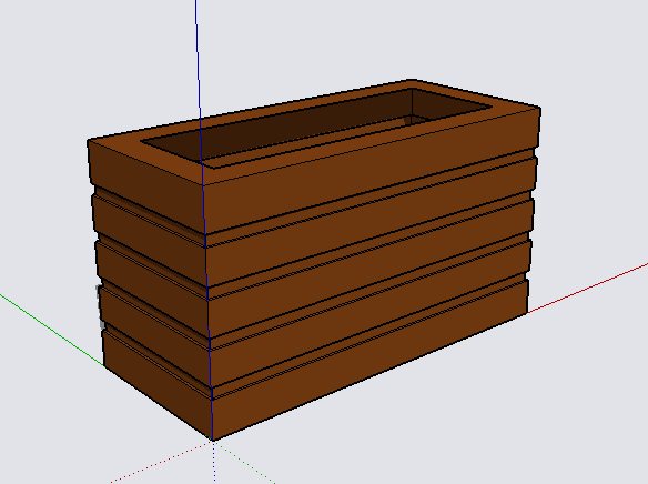简约褐色种植箱设计su模型(2)