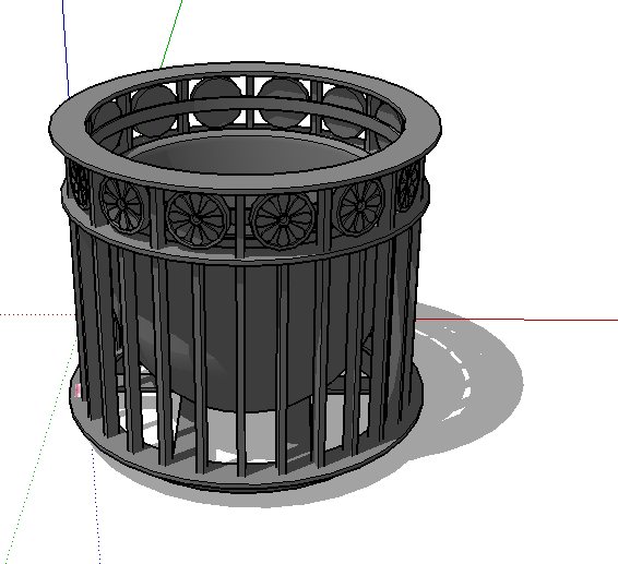 铁质圆柱花钵设计su模型(1)