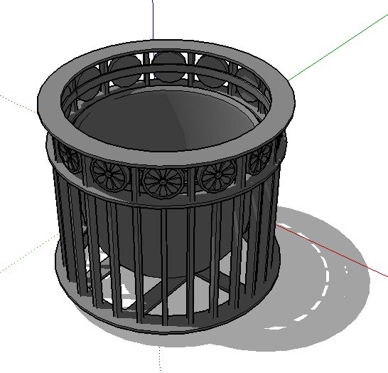铁质圆柱花钵设计su模型(2)