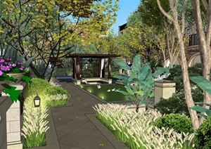 托斯卡纳别墅庭院建筑景观设计SU(草图大师)模型