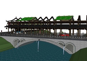 旅游度假廊桥设计SU(草图大师)模型