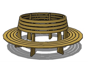简约木制树池坐凳Su模型