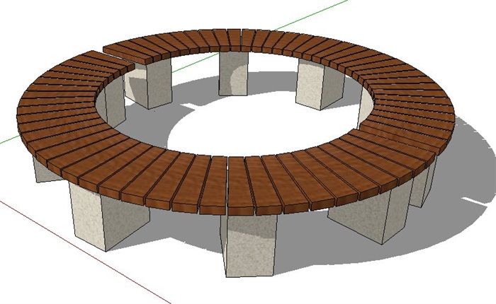 弧形拼接坐凳设计su模型(1)
