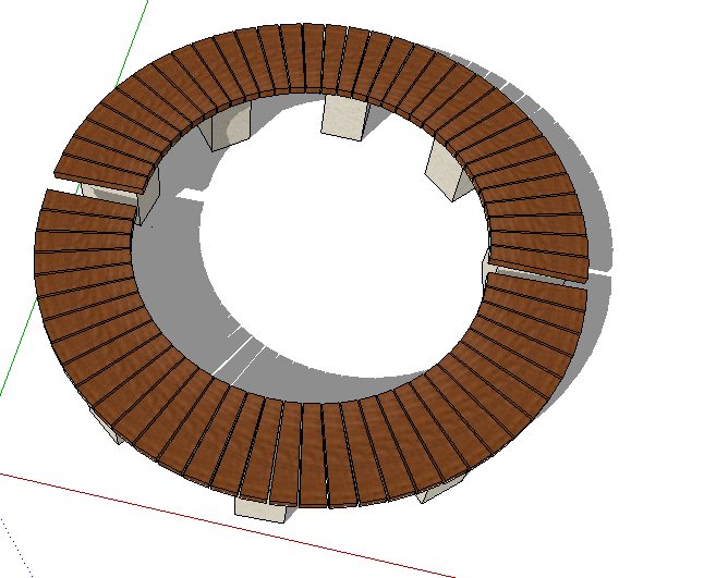 弧形拼接坐凳设计su模型(2)
