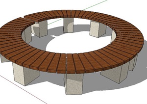 弧形拼接坐凳设计SU(草图大师)模型