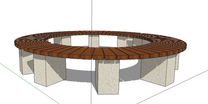 弧形拼接坐凳设计su模型(3)