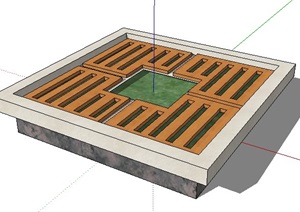 某简约方形树池设计SU(草图大师)模型