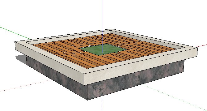 某简约方形树池设计su模型(2)