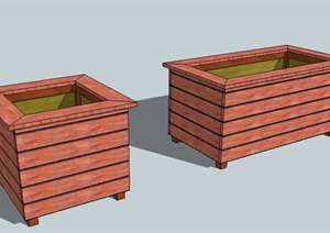 两款木制花箱种植箱SU(草图大师)模型