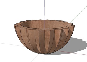 圆形木质花钵素材设计SU(草图大师)模型