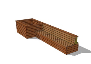 木质花箱坐凳设计SU(草图大师)模型