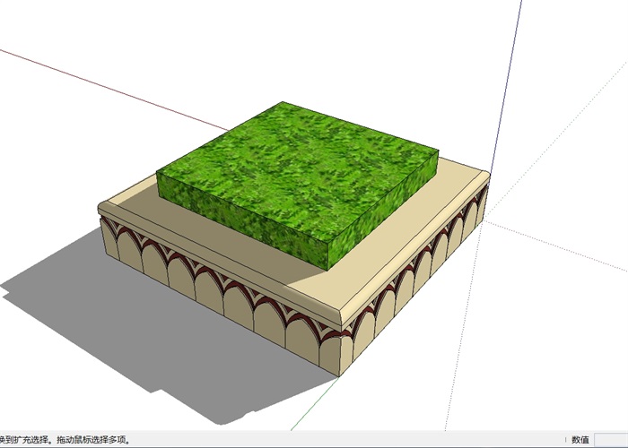 方形详细花坛设计su模型[原创]