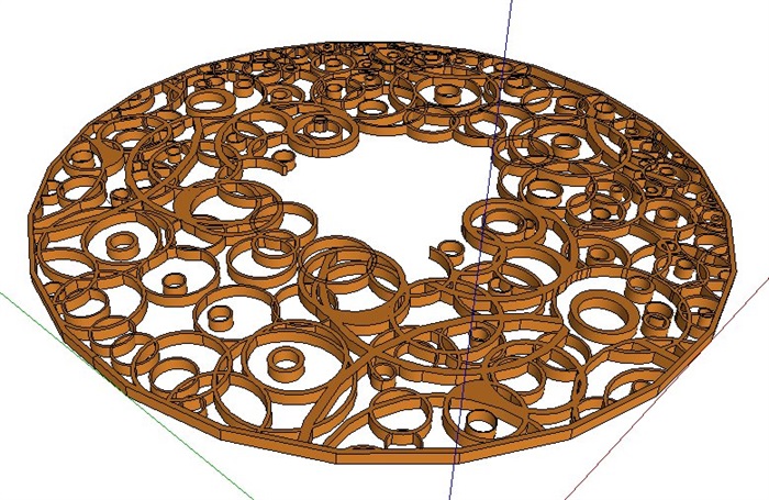 圆形镂空树池盖板su模型(3)