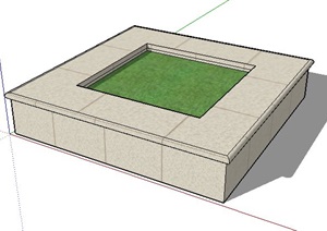 简洁方形树池设计SU(草图大师)模型