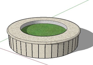 简洁圆形树池设计SU(草图大师)模型