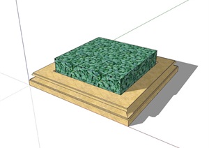 现代正方形花坛素材设计SU(草图大师)模型
