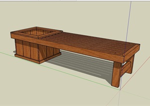 现代木质花箱坐凳设计SU(草图大师)模型
