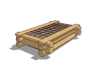 经典详细的木质花箱素材SU(草图大师)模型