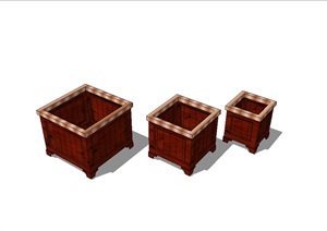 三个不同的花箱素材设计SU(草图大师)模型