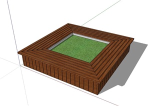 现代木桌详细树池设计SU(草图大师)模型