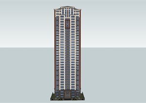 新中式高层住宅楼建筑SU(草图大师)模型