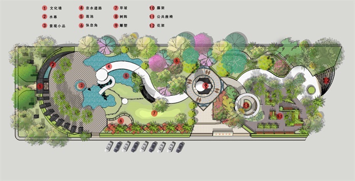 景观设计校园公共绿地设计su模型