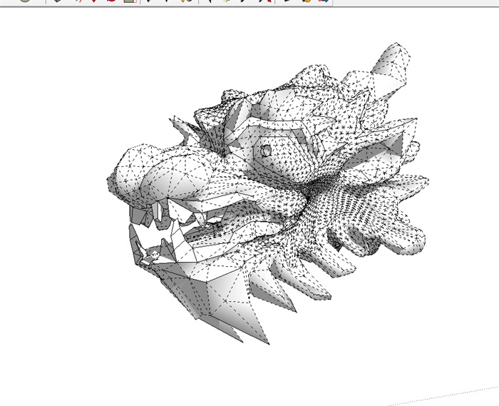 中国龙头雕塑su模型(1)