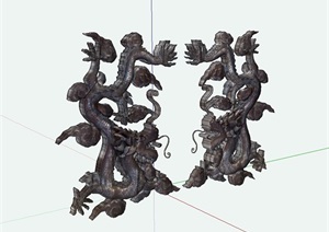 中国龙雕塑小品素材设计SU(草图大师)模型