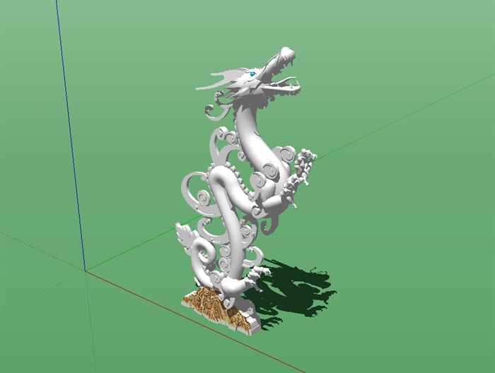 中国龙雕塑详细设计su模型(1)