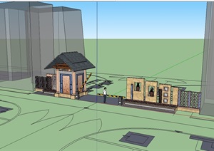 欧式详细的小区大门SU(草图大师)模型