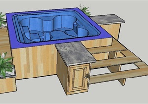简约户外小泳池设计Su模型