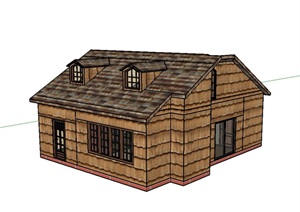精致的防腐木木屋住宅建筑SU(草图大师)模型