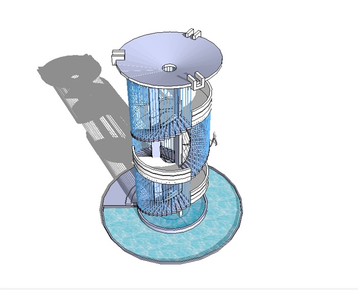 现代详细景观塔设计su模型(2)