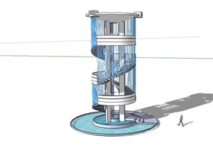 现代详细景观塔设计SU(草图大师)模型