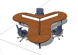 现代经典的办公桌椅SU(草图大师)模型